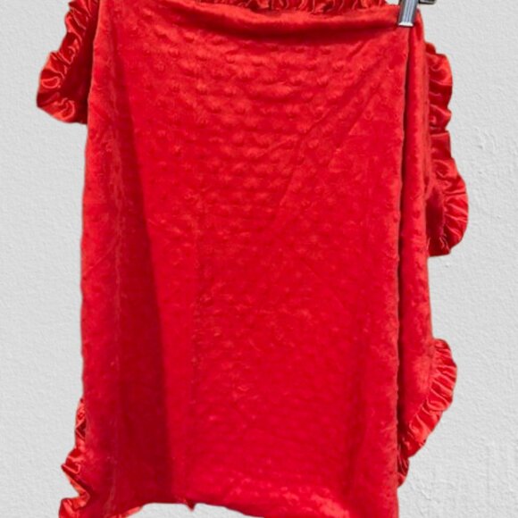 Red Paisley Satin & Minky Blanket 7752 NWT Boutique - Picture 2 of 3